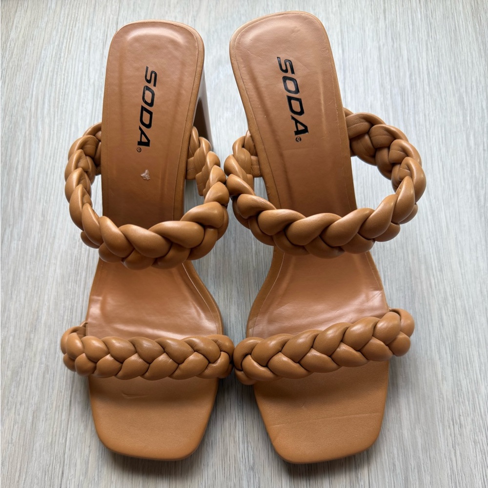 Block Heel Woven Braided Sandal | size 8.5 | NWOT